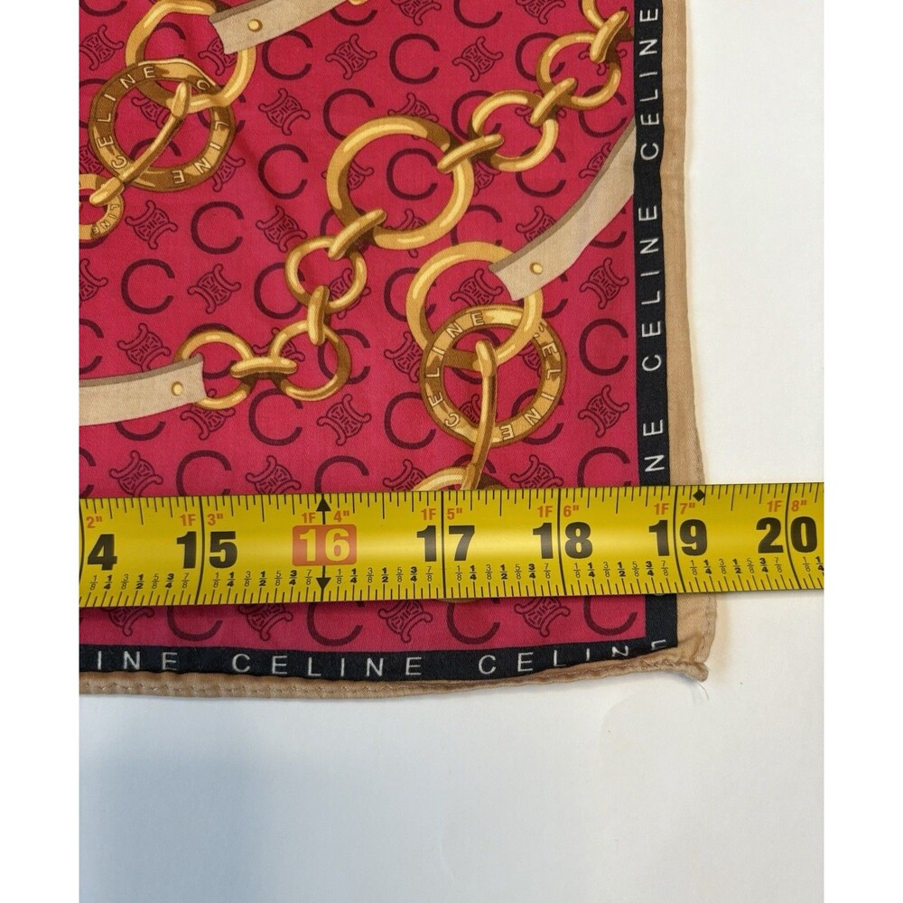Celine Scarf Red W/ Macadam Monogram Pattern Gold… - image 8